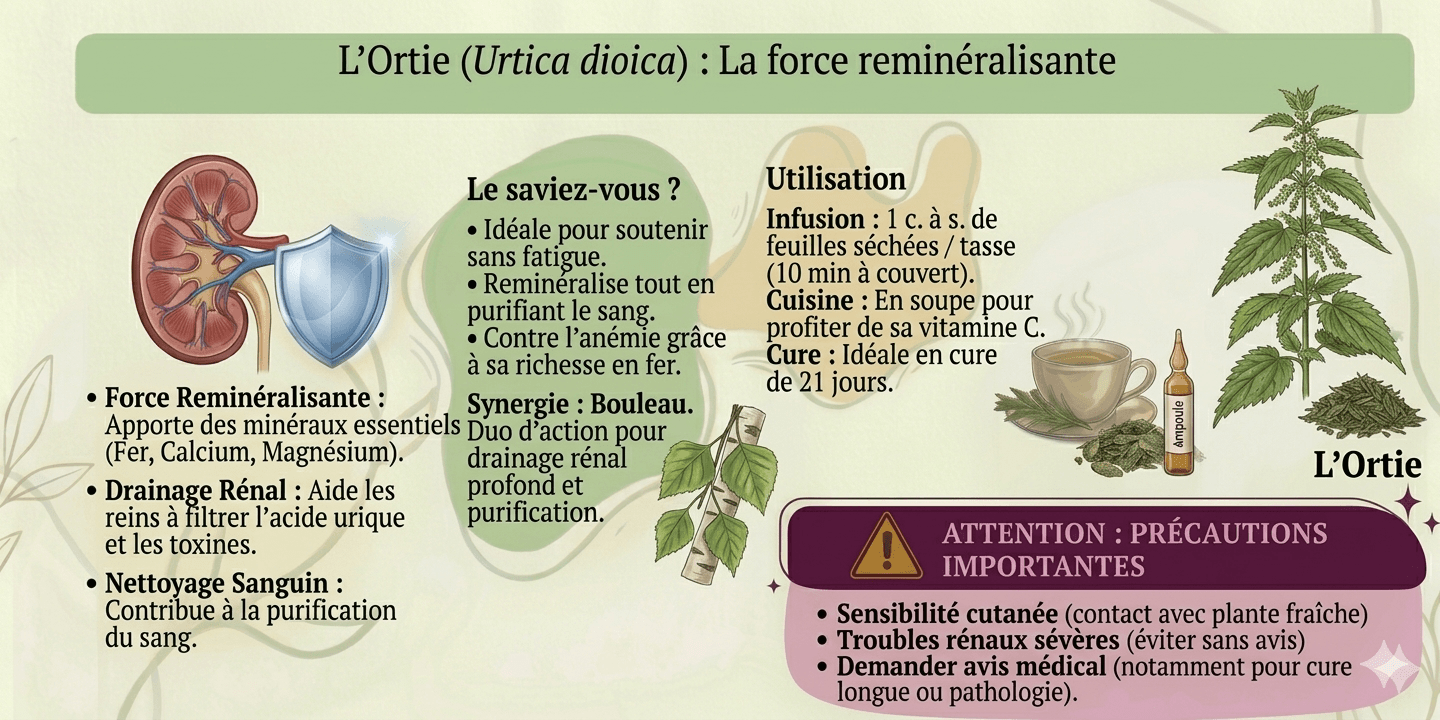 Infographie sur l'Ortie pour un drainage plantes naturel